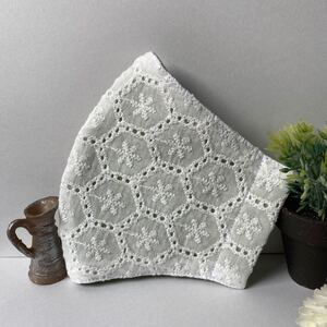 立体インナー ハンドメイド レース生地白D グリーン