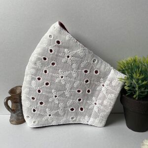 立体インナー ハンドメイド レース生地白F レッド