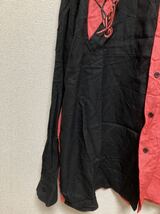 90's ヴィンテージ day-x デザインシャツ 長袖シャツ ツートンシャツ 刺繍シャツ 43/44 /ヨーロッパ古着 黒×ピンク(赤)_画像8