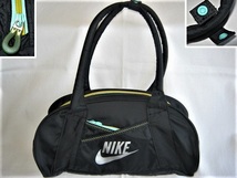 ★中古品 海外モデル NIKE ナイキ ミニダッフルバッグ 手提げかばん BAG 黒 約Y31cm T16cm 底マチ10cm ナイロン90%ポリエステル10% 軽量★_画像1