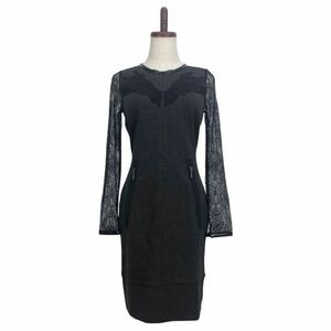  beautiful goods PAOLA FRANI Paola Frani lady's dark gray race switch long sleeve One-piece dress 38 inscription 