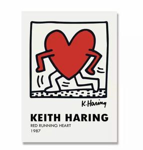 G626 キース・ヘリング　keith haring アートポスター　枠なし　キャンバスポスター　50×70cm インテリア雑貨　走るハート