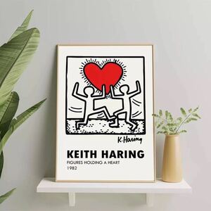 G627 キース・ヘリング　keith haring アートポスター　枠なし　キャンバスポスター　50×70cm インテリア　ハート
