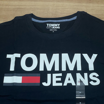 USA正規品 【 TOMMY JEANS 】 トミージーンズ ロゴ Tシャツ コットン100％ ストリート HIPHOP 袖ワンポイント ネイビー 〈2XL〉_画像3