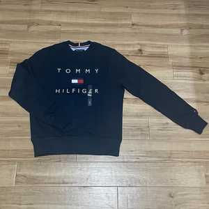 【 TOMMY HILFIGER 】トミーヒルフィガー クルーネック トレーナー USA正規品 コットン100％ 長袖 フラッグロゴ 刺繍 紺〈S〉