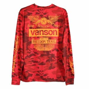 VANSON ドライ長袖Tシャツ ACVL-904 レッドカモ【XXLサイズ】バンソン 当店別注 吸汗速乾 抗菌防臭 UVカット バイカー 大きいサイズ