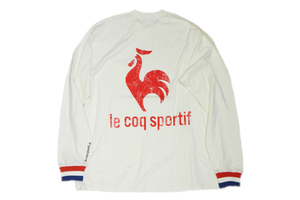 未使用 ESSAY × le coq sportif (エッセイ/ルコックスポルティフ) 長袖Tシャツ / 白/赤 / ロンT / Mサイズ