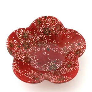 (092)新品■ガラスプレート 6枚セット おしゃれ ミニプレート 和柄 桜 SAKURA 赤 小皿 小物入れ アクセサリー トレイ