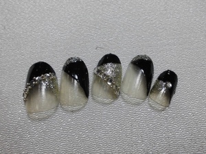 ( outside fixed form or click post departure including postage ) black . lame. naname French nails ( order chip ) gel use work 