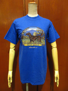 ビンテージ80's●DEADSTOCK Eddie Bauer IRISH SETTERコットンプリントTシャツ 青 size S●210731r6-m-tsh-otアウトドアUSA製