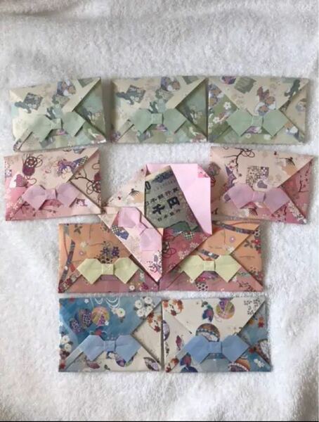 折り紙　リボン　ポチ袋　封筒　10枚セット　3