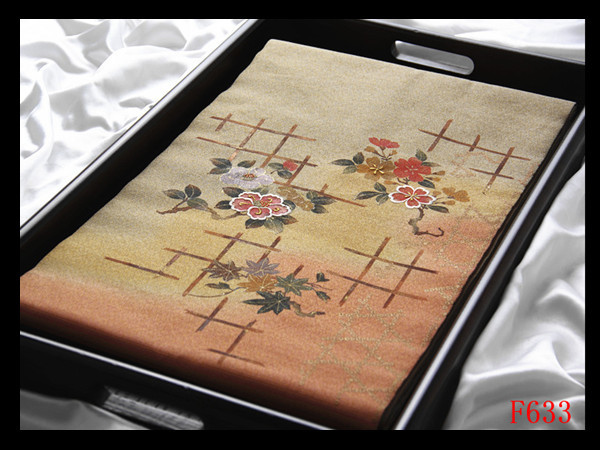 [F633] Carefully selected Nishijin embroidery, hand-painted Yuzen dyeing, abrasive powder colored ground, high quality fine art pure silk, pure gold thread, Nagoya obi, like new ◇Inspection◇Handpin kimono Nagoya obi bag obi tightening, band, Nagoya obi, Tailored