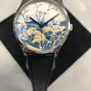 葛飾北斎腕時計 クオーツ 3気圧防水 日本製 3D文字盤 腕時計 メンズウォッチ