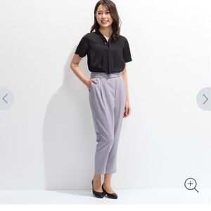 ウエストゴム ベルト付きタック入りクロップドパンツ
