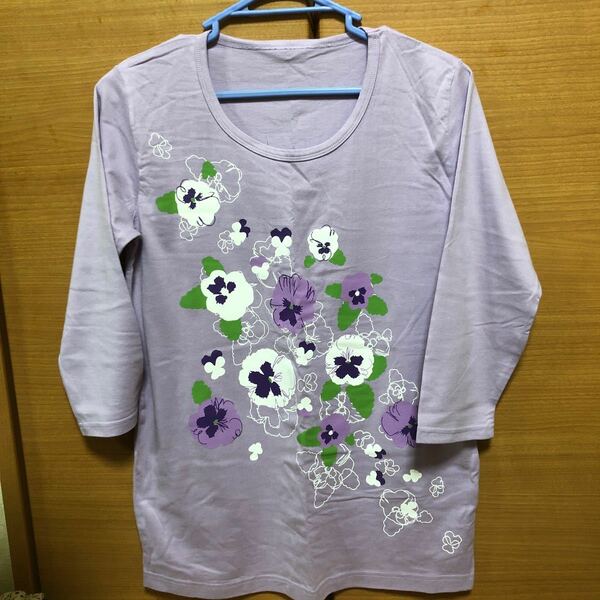 Tシャツ　七分袖　薄紫　M