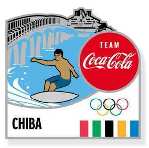 【新品未使用】東京オリンピック2020 聖火リレー ピンバッジ 千葉県 サーフィン コカ・コーラ バッジ バッチ 海ほたる 五輪 ロゴ入り