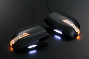 10系 前期 アルファード LED ウインカーミラー フット付 カーボン調 カバー交換式 ドアミラーウインカー