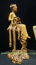 嫦娥 古美術 時代彫刻 娥 美女 女神 美術工芸品 木工細工 飾り置物 _画像2