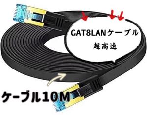 LANケーブル超高速 CAT8 40Gbps 2000MHz対応(10M) 断線防止