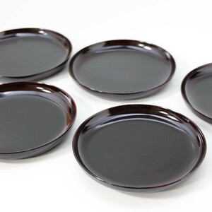 銘々皿 だるま 溜塗り 5枚 木製 漆器 菓子皿 和菓子 取分け皿 小皿