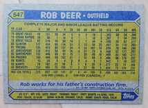 ★来日外国人 ディアー 阪神 タイガース ROB DEER TOPPS 1987 #547 メジャーリーグ MLB 大リーグ MILWAUKEE BREWERS ブルワーズ ロブ_画像2