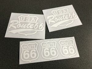 送料無料♪ USA ROUTE66 ステッカー 白色 お得5枚セット ルート 世田谷ベース ハーレー アメ車 （文字変更可能）