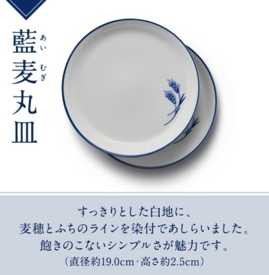 値下 未開梱 藍麦丸皿 2枚セット 19cmX2.5cm あいあい皿 サントリー 金麦 キャンペーン 2019 藍麦丸皿
