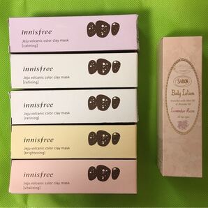 イニスフリークレイマスクパック70ml5本 & SABONボディークリーム