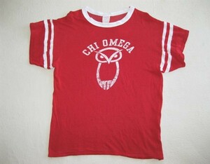 ◆ビンテージ Empire CHI OMEGA フクロウ スポーツTシャツ Union Made レア owl エンパイア 古着 検 ロカビリー