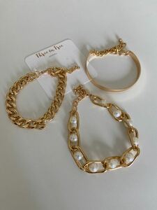 Gold bracelet 3pcs set - ゴールドブレスレット3点セット