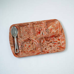  Vintage 1970's USA мрамор рисунок обеденная тарелка посуда Pro long melamin одежда / кемпинг пикник уличный America / A