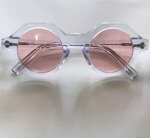 定価36,000円 イタリア製クラウンパント 新品 透明色 サングラス 円形 丸メガネ キーホール型
