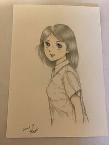 Art hand Auction Hand-drawn illustration of a girl looking cheerful ★Pencil, colored pencil, ballpoint pen ★Drawing paper ★Size: 16.5 x 11.5 cm ★Brand new, Comics, Anime Goods, Hand-drawn illustration