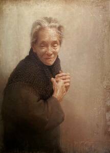 原崇浩、【retrato de vieja de 99 anos】、希少な額装用画集より、新品額装付、状態良好、送料込み