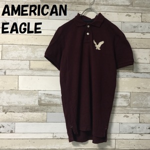 【人気】AMERICAN EAGLE/アメリカンイーグル ポロシャツ 胸元ロゴマーク ボルドー サイズXS/A2033