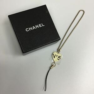 中古美品 シャネル ストラップ バッグチャーム NO.5 ハート CHANEL