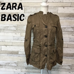 【人気】ZARA BASIC/ザラ ベーシック ミリタリージャケット ブラウン サイズS レディース/A1381