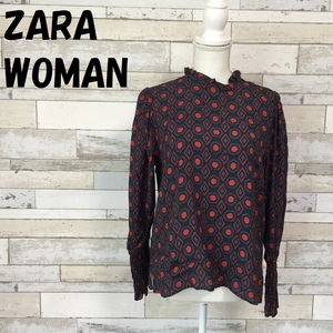 【人気】ZARA WOMAN/ザラ ウーマン 総柄 背中開き ブラウス ネイビー系 サイズS レディース/A2184