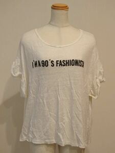 ZARA ザラ カットソー Tシャツ 半袖 Mサイズ ロゴT すけ感 白 ymdnrk a201h0702