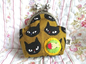 がま口ポーチ ハンドメイド 猫ちゃん
