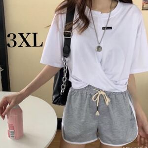 ショート パンツ レディース ワンマイル ウェア ルーム 短パン 3XL 4L グレー スポーツウェア ヨガ フィットネス