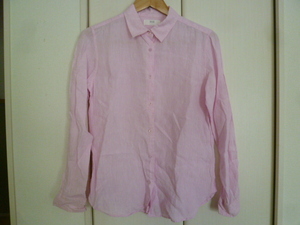 UNIQLO / UNIQLO △ Светло-розовая льняная блузка-рубашка из 100% льна M / Длинный рукав △ BO71