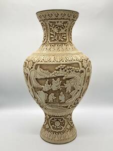 【20世紀初期 上海産業工芸品】　象堆白大花瓶　ベークライト製　　L0625I
