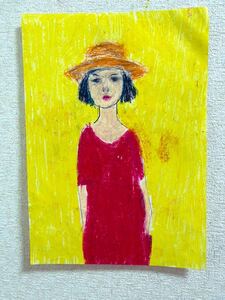 Art hand Auction 絵描きhiro C｢夏の少女｣, 美術品, 絵画, パステル画, クレヨン画