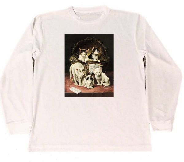 Karl Reichert Dry T-Shirt Meisterwerk Malerei Tierkunst Tierwaren Katze Katze Langes langes T-Shirt Langarm, T-Shirt, lange Ärmel, Größe L