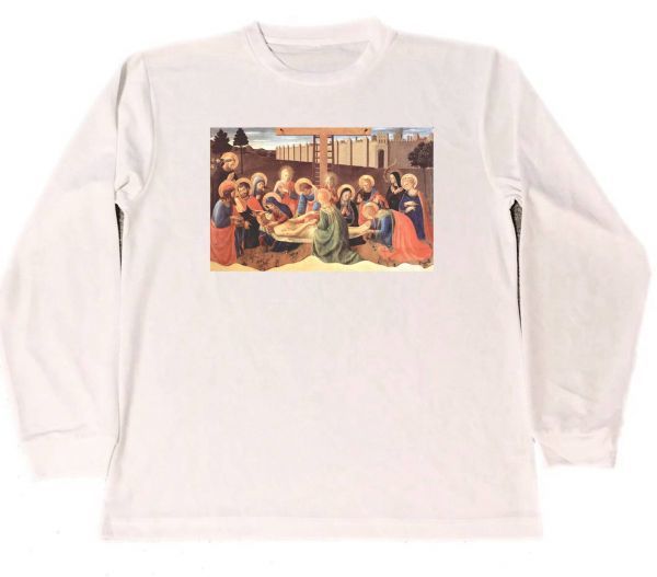 Fra Angelico Dry T-shirt Masterpiece Painting Art Goods Burial of Christ Long Sleeve Tee, T-Shirts, Long sleeve, Large size