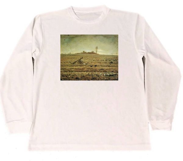 Jean Francois Millet 干T恤 杰作绘画艺术 小米货 冬季风景与乌鸦长款T恤长袖, T恤, 长袖, L号