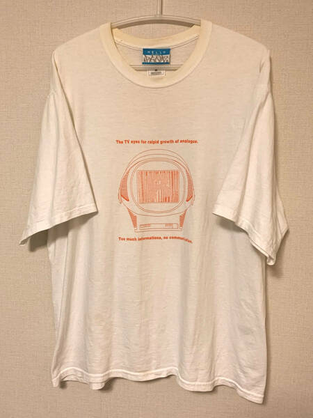 難あり RGOA アールジーオーエー テレビTシャツ Lサイズ 白×オレンジ 送料無料 ヴィンテージ 古着 激レア PHILIPS DISCOVERER TV モチーフ