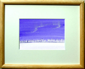 Art hand Auction Nr. 6417 Blasses Licht im verschneiten Feld / Schwedisches Polarlicht / Gemalt von Chihiro Tanaka (Aquarell der vier Jahreszeiten) / Wird mit einem Geschenk geliefert, Malerei, Aquarell, Natur, Landschaftsmalerei