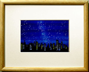 Art hand Auction No. 7709 Milky Way Town / Chihiro Tanaka (Aquarelle des Quatre Saisons) / Livré avec un cadeau, Peinture, aquarelle, Nature, Peinture de paysage